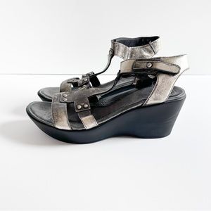 Naot Flirt Gladiator Wedge Sandal Size 10 Bronze Pewter